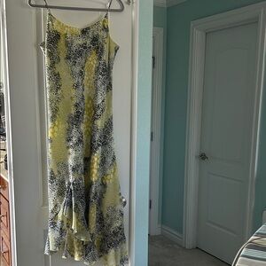 Yellow and Black Patterned Slip Dress